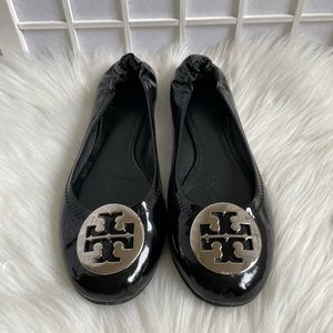 Never worn Tory Burch Size 8 black patent flats